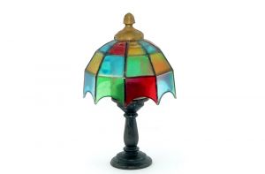 Tiffany Lampe mit Metallsockel Nr. 4 (Metallfiguren)