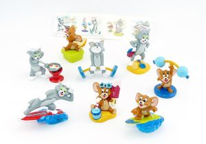 8 Figuren von Tom und Jerry und ein Beipackzettel (Komplettsatz)
