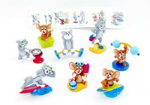 Alle 8 Figuren von Tom und Jerry aus dem Ü-Ei + 8 Beipackzettel