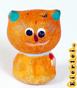 Katze aus Ton in orange (Alte Ü-Ei Inhalte)