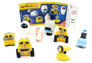 WALL - E  Figuren Set von 2008. Alle 8 Figuren der Serie + 1 Beipackzettel [Firma ZAINI]