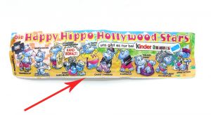 Druckfehler vom Beipackzettel der H.H. Hollywood Stars. Untererer Teil nicht bedruck sondern weiß