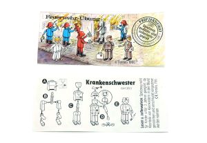 Beipackzettel der Serie  Feuerwehr - Übung von 1990. Krankenschwester 641383