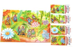 Blumentopfzwerge Superpuzzle von 1988 mit allen 4 Beipackzetteln in Top Zustand