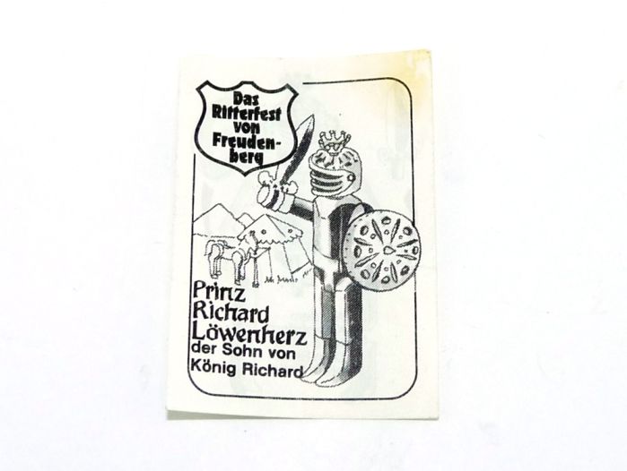 Beipackzettel von Spielwelten das Ritterfest von 1981 - Prinz Richard Löwenherz