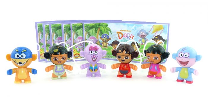 Figurensatz von DORA EXPLORER. Alle 6 Figuren mit Beipackzetteln