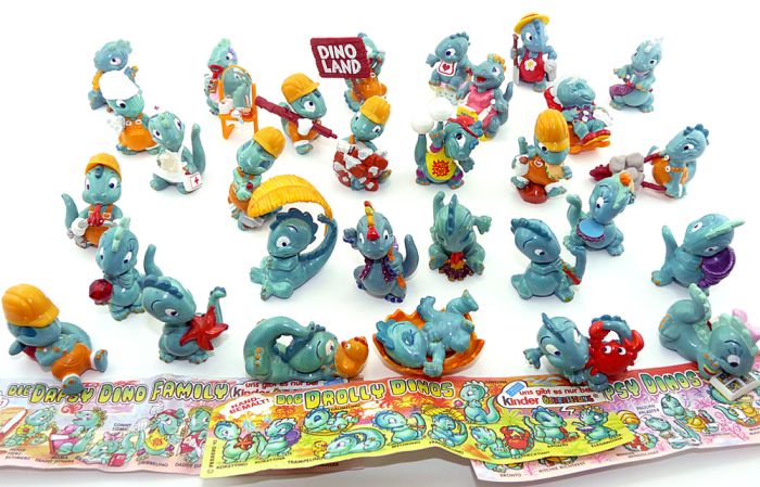 Alle 3 Dino Sätze. Drolly Dinos - Dapsy und die Dino Family mit 3 Beipackzetteln (30 Figuren)
