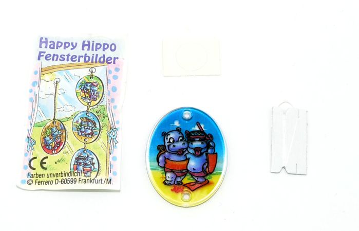Fensterbild Happy Hippos mit Planscher Pauli und Taucher Toni