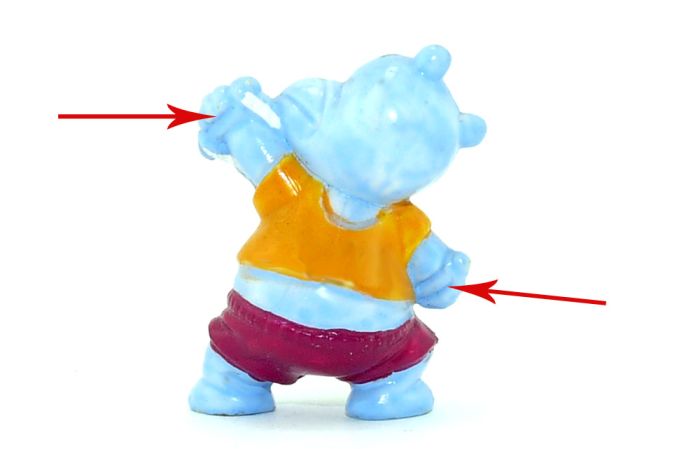 Expandergriffe nicht weiß bemalt von Pudding Paul mit der Kennung von 1990 (Happy Hippo im Fitness Fieber)