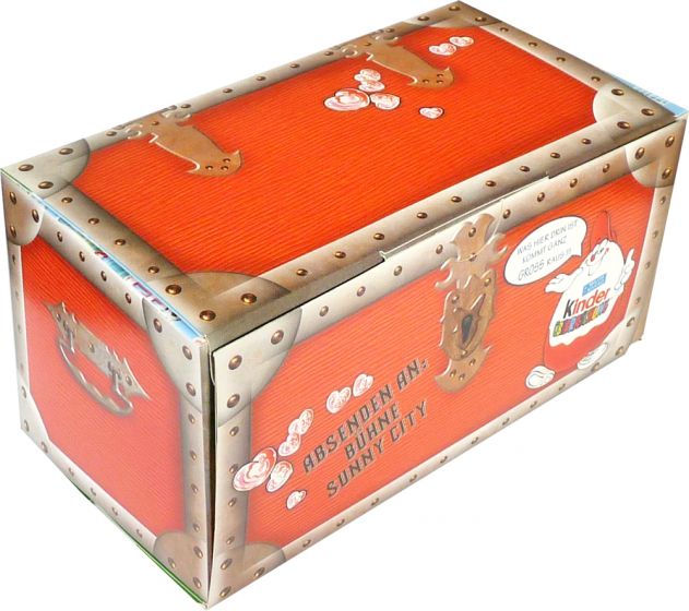 Original Ferrero Basteldiorama der Pinky Piggys als Schatztruhe