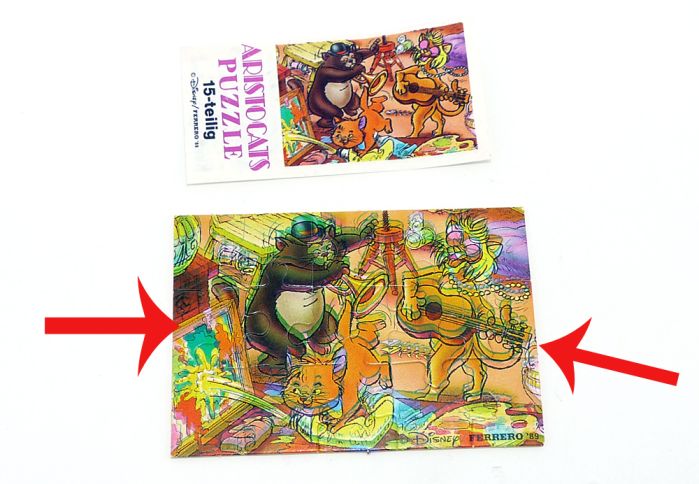 Puzzleecke der Aristocats als DRUCKFEHLER mit Beipackzettel der normal ist