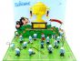 Satz Edeka Schlümpfe mit Spielfeld. 16 schöne Schlumpf Figuren beim Fußball spielen.