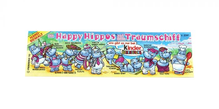 Beipackzettel vom Happy Hippo Traumschiff mit ZDF und kurzer @Ferrero...  Kennung